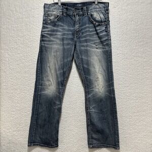 Silver Jeans Co. Gordie Men's 32x30 Blue Medium Light Wash Distressed Denim